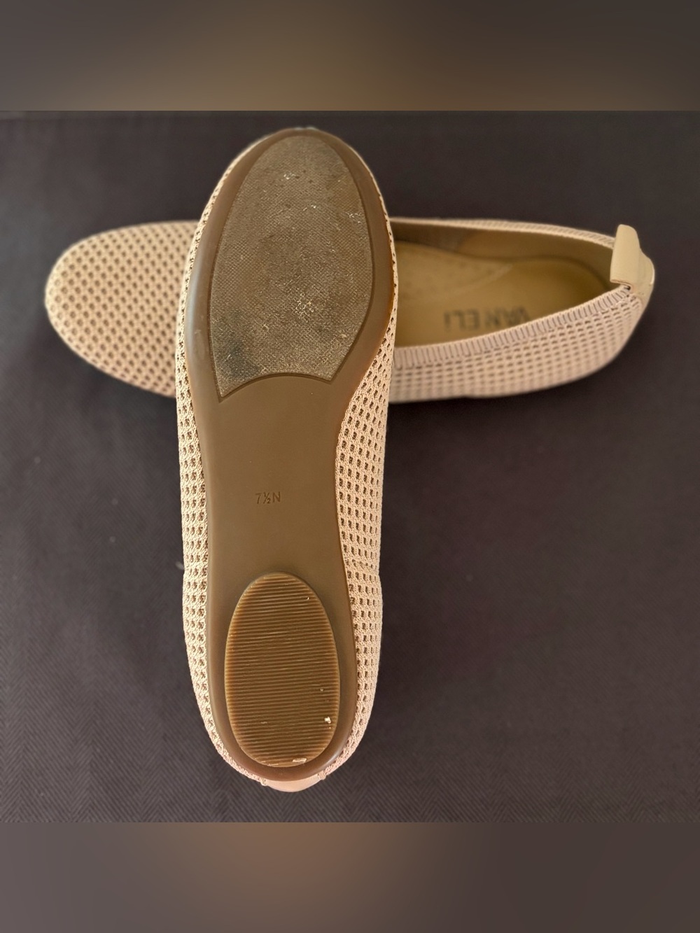 Vaneli Suvi Navy Beige Stretch Knit Ballet Flats 2142 Size 7.5 N Pristine - Picture 12 of 14